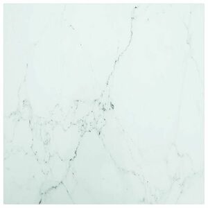 vidaXL fehér edzett üveg asztallap márványdizájnnal 50 x 50 cm 6 mm kép