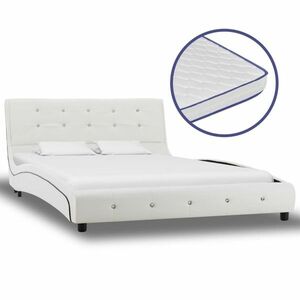 vidaXL fehér műbőr ágy memóriahabos matraccal 120 x 200 cm kép