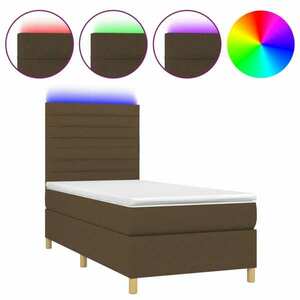 vidaXL barna szövet rugós és LED-es ágy matraccal 90x200 cm kép