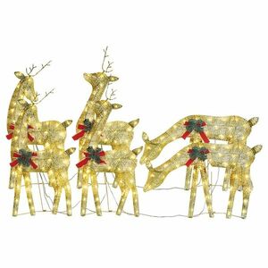 vidaXL 6 db aranyszínű meleg fehér háló karácsonyi rénszarvas kép