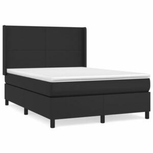 vidaXL fekete műbőr rugós ágy matraccal 140 x 200 cm kép