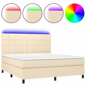 vidaXL krémszínű szövet rugós és LED-es ágy matraccal 180 x 200 cm kép