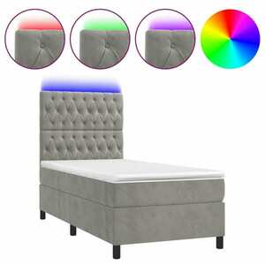 vidaXL világosszürke bársony rugós és LED-es ágy matraccal 80 x 200 cm kép