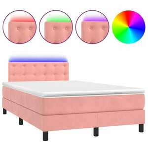 vidaXL rózsaszín bársony rugós és LED-es ágy matraccal 120x200 cm kép