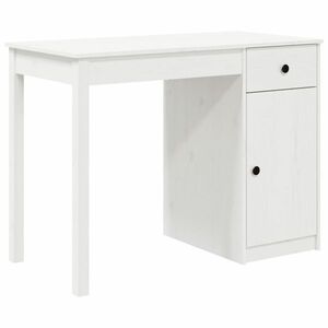 vidaXL tömör fenyőfa íróasztal fehér 100x50x75 cm kép