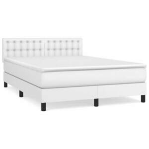 vidaXL fehér műbőr rugós ágy matraccal 140x190 cm kép
