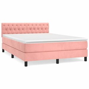 vidaXL rózsaszín bársony rugós ágy matraccal 140x190 cm kép