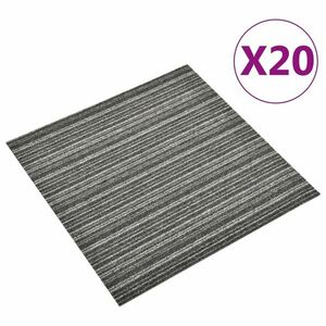 vidaXL 20 db csíkos antracitszürke szőnyegpadlólap 5 m² 50 x 50 cm kép
