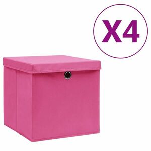 vidaXL 4 db rózsaszín fedeles tárolódoboz 28 x 28 x 28 cm kép