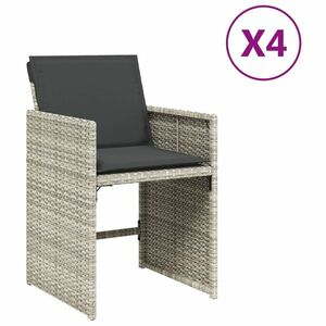 vidaXL 4 db világosszürke polyrattan kerti szék párnával kép