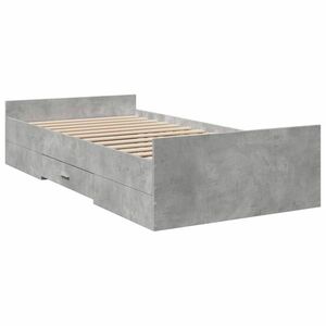 vidaXL betonszürke szerelt fa ágykeret fiókokkal 100 x 200 cm kép