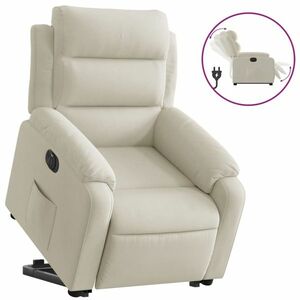 vidaXL elektromos felállást segítő krémszínű bársony dönthető fotel kép