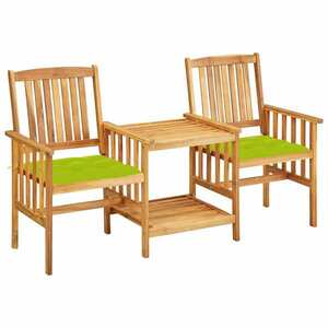 vidaXL tömör akácfa kerti székek teázóasztallal és párnákkal kép