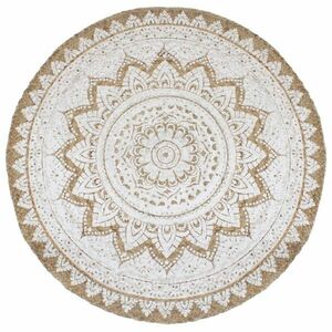 vidaXL kör alakú, fonott juta szőnyeg nyomott mintával 180 cm kép