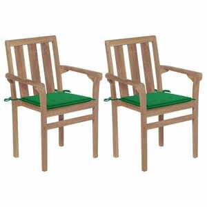 tömör tíkfa kerti szék zöld párnákkal kép