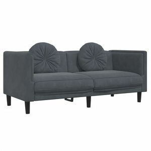 vidaXL sötétszürke bársony kétszemélyes kanapé párnákkal kép