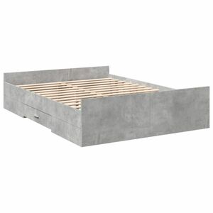 vidaXL betonszürke szerelt fa ágykeret fiókokkal 120 x 190 cm kép