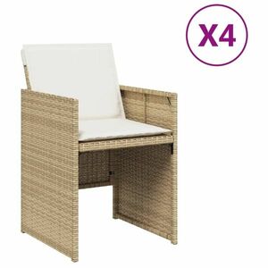 4 db bézs polyrattan kerti szék párnával kép