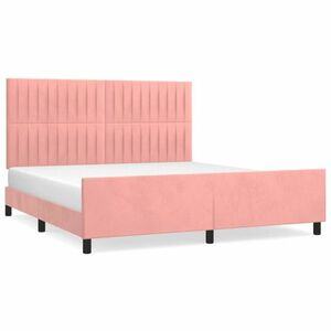 vidaXL rózsaszín bársony ágykeret fejtámlával 160 x 200 cm kép