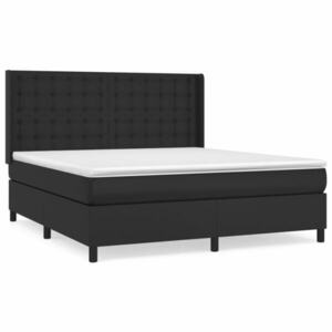 vidaXL fekete műbőr rugós ágy matraccal 160 x 200 cm kép
