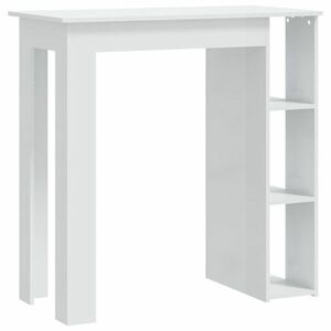 vidaXL magasfényű fehér forgácslap bárasztal polccal 102x50x103, 5 cm kép