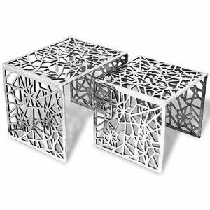 vidaXL 2 darab Ezüst négyzet alakú alumínium kisasztal kép