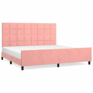 vidaXL rózsaszín bársony ágykeret fejtámlával 200 x 200 cm kép