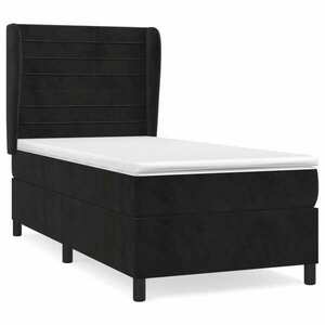 vidaXL fekete bársony rugós ágy matraccal 80 x 200 cm kép