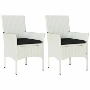 vidaXL 2 db fehér polyrattan kerti szék párnával kép