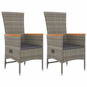 vidaXL 2 db szürke polyrattan dönthető kerti szék párnákkal kép