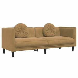 vidaXL barna bársony 3 személyes kanapé párnákkal kép