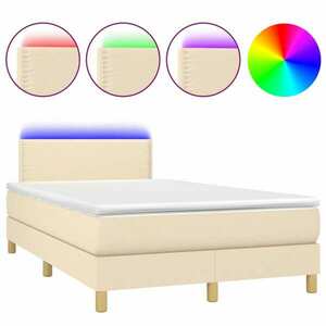 vidaXL krémszínű szövet rugós és LED-es ágy matraccal 120x190cm kép