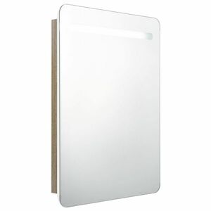 vidaXL fehér, tölgyszínű LED-es tükrös fürdőszobaszekrény 60x11x80 cm kép