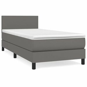 vidaXL szürke műbőr rugós ágy matraccal 90 x 200 cm kép