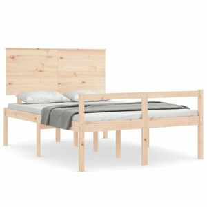 vidaXL tömör fa ágy időseknek fejtámlával Small Double kép