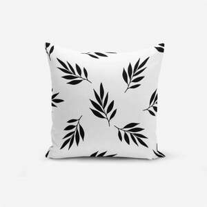 Black White Leaf fekete-fehér pamutkeverék párnahuzat, 45 x 45 cm - Minimalist Cushion Covers kép
