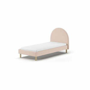 Rózsaszín kárpitozott egyszemélyes ágy ágyráccsal 90x200 cm MOON – Vipack kép