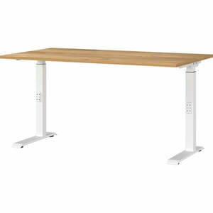 Íróasztal állítható magassággal, tölgyfa dekoros asztallappal 80x140 cm Downey – Germania kép