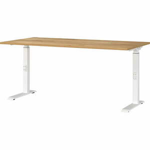 Íróasztal állítható magassággal, tölgyfa dekoros asztallappal 80x160 cm Downey – Germania kép
