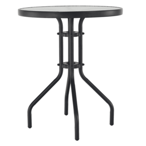 Étkezőasztal, fekete acél/edzett üveg, átmérő 60 cm, BORGEN TYP 1 kép