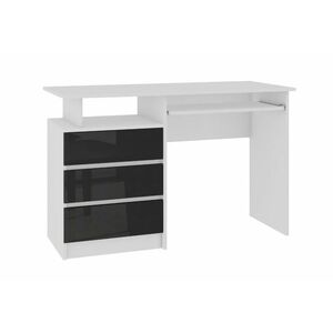 KORDA CLP 135 íróasztal, 135x77x60, fehér/magasfényű fekete kép