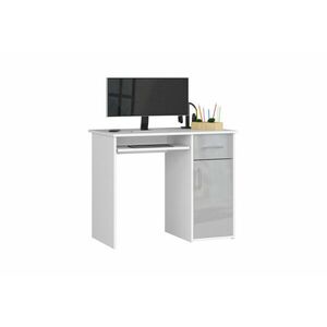 PINTA 2 íróasztal, 90x74x50, fehér/szürke fényes kép