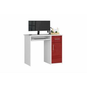 PINTA 2 íróasztal, 90x74x50, fehér/piros fényes kép