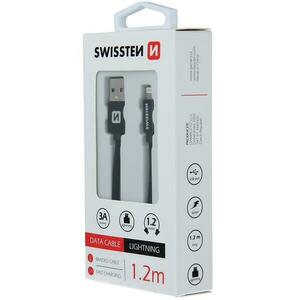 Adatkábel Swissten Textile USB / Lightning 1, 2 m fekete kép