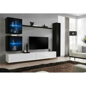 Nappali bútor Switch XVIII üveg +LED fekete/fehér kép