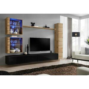 Nappali bútor Switch XVIII üveg +LED Wotan/fekete kép