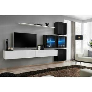 Nappali bútor Switch XVIII üveg +LED fehér/fekete kép