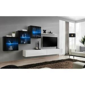 Nappali bútor Switch XVIII üveg +LED fekete/fehér kép