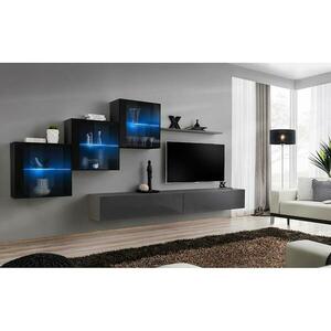 Nappali bútor Switch XVIII üveg +LED fekete/Grafit kép