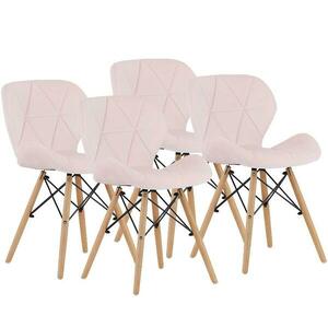 Készlet 4 szék Lago rózsaszín, bársony / fa lábak kép